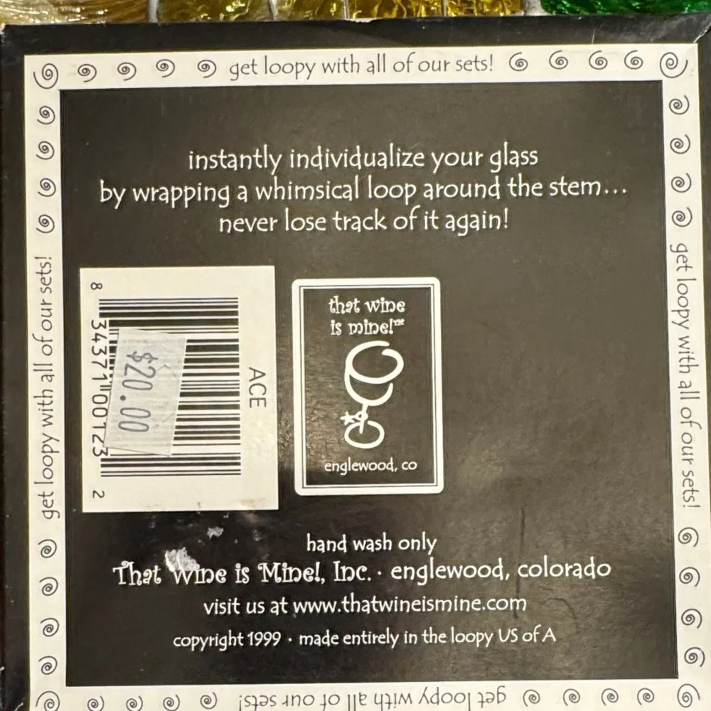 NIB - Tennis wine loops/charms ‘that wine is mine’
